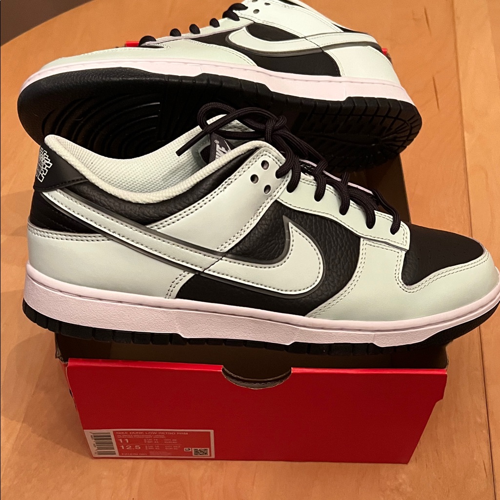 Nike Men's Black And White And Barely Green Low-Top Sneakers